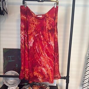 Vibrant Red Tie-Dye Skirt